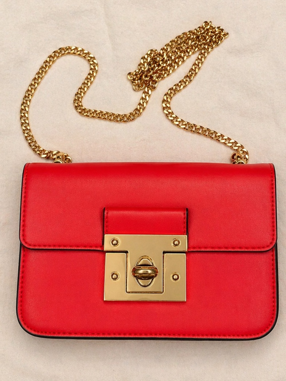 Marks & Spencer Red Crossbody Bag with Gold Chain